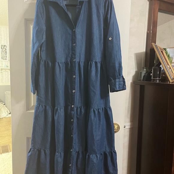 Falling Flower denim dress - Picture 3 of 6